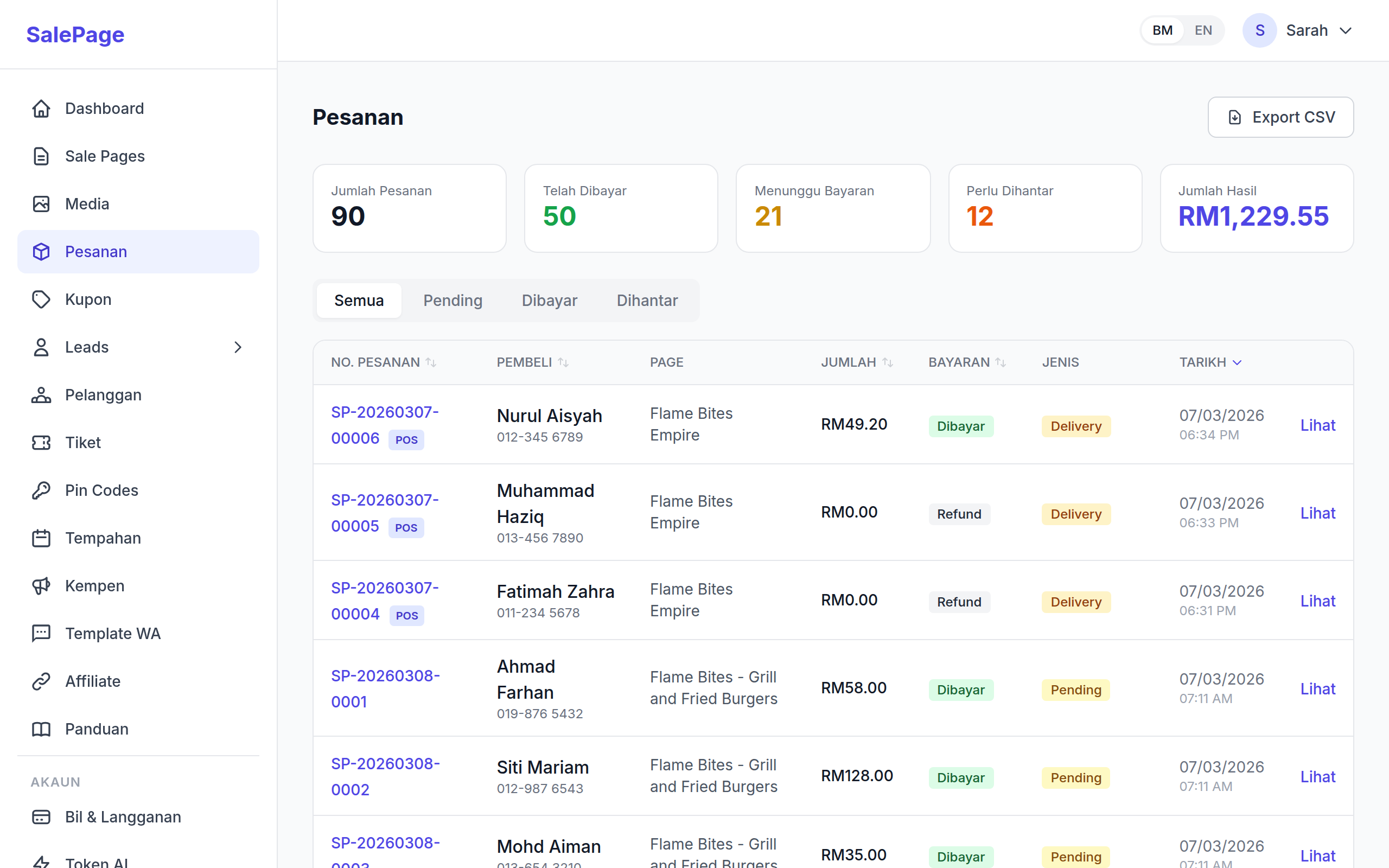 Sistem E-Commerce Lengkap